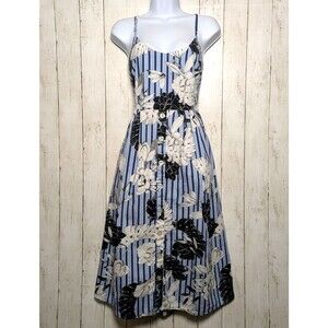 Saks Fifth Avenue Floral Sundress Size L Tie Back Summer Vacation Beach Resort